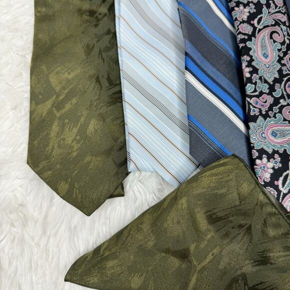 Lot of 9 vintage assorted blue green printed striped ties - Picture 2 of 9